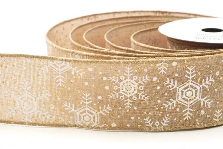 Natural Brown Christmas Snowflakes Wired Ribbon_KF9020GC-14-183