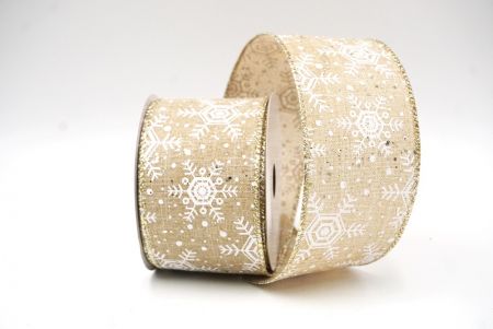 Light Brown Christmas Snowflakes Wired Ribbon_KF9020GV-13