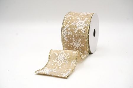 Light Brown Christmas Snowflakes Wired Ribbon_KF9020GV-13