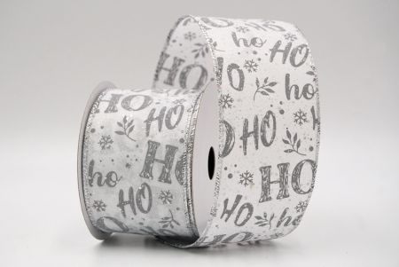 Cinta de Alambre Festiva HO HO HO Diseño Blanco-Plata_KF9024G-1