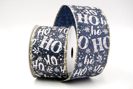 Cinta de Alambre Festiva HO HO HO Diseño Azul Denim-Oro_KF9024GV-4