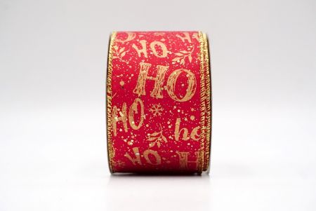 Cinta de Alambre Festiva HO HO HO Diseño Rojo-Oro_KF9025G-7