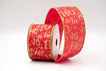 Cinta de Alambre Festiva HO HO HO Diseño Rojo-Oro_KF9025G-7