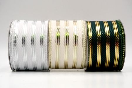 Shimmering Parallel Stripe Wired Ribbon - Shimmering Parallel Stripe Wired Ribbon