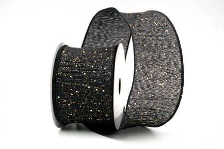 Black_Glitter Crinkle Wired Ribbon_KF9040GC-53G-53