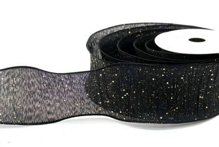 Black_Glitter Crinkle Wired Ribbon_KF9040GC-53G-53