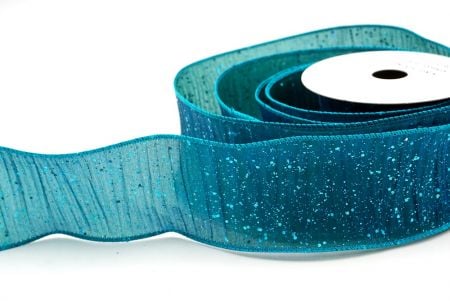 Teal Blue_Glitter Crinkle Wired Ribbon_KF9040GC-55-55