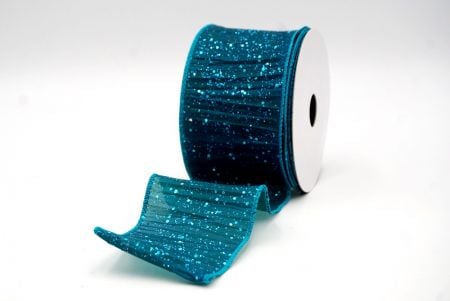 Teal Blue_Glitter Crinkle Wired Ribbon_KF9040GC-55-55