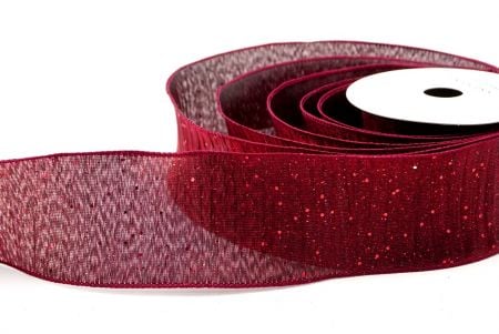 Burgundy_Glitter Crinkle Wired Ribbon_KF9040GC-8-8