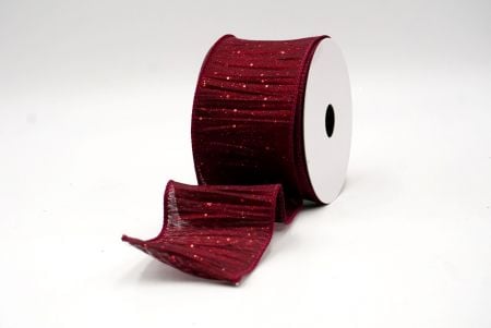 Burgundy_Glitter Crinkle Wired Ribbon_KF9040GC-8-8