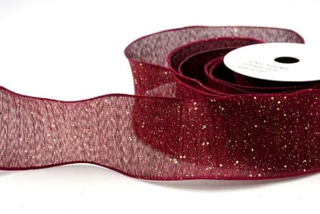 Burgundy_Glitter Crinkle Wired Ribbon_KF9040GC-8G-8