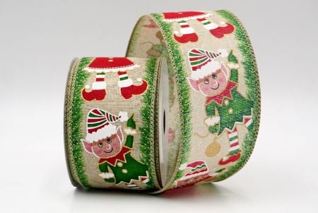 Khaki_Christmas Elf Wired Ribbon_KF9041GC-13-183