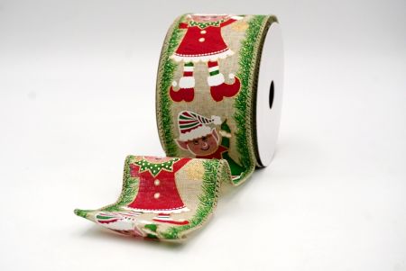 Khaki_Christmas Elf Wired Ribbon_KF9041GC-13-183