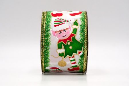 White_Christmas Elf Wired Ribbon_KF9043G-1