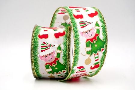 White_Christmas Elf Wired Ribbon_KF9043G-1