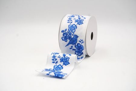 White Floral Songbird Wired Ribbon_KF9044GC-1-1