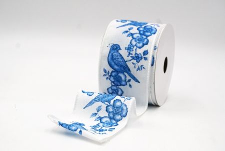 White - RBlue Floral Songbird Wired Ribbon_KF9045GC-1T-1