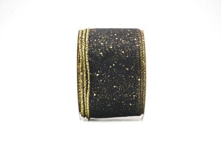 Schwarz - Gold Sternen-Glitzer Funkel Drahtband_KF9060G-53G