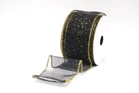 Schwarz - Gold Sternen-Glitzer Funkel Drahtband_KF9060G-53G