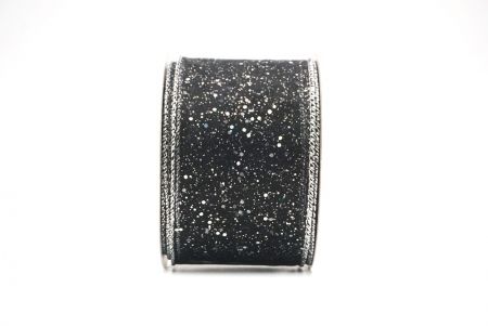 Schwarz - Silber Sternen-Glitzer Funkel Drahtband_KF9060G-53S