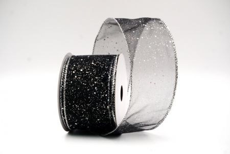 Schwarz - Silber Sternen-Glitzer Funkel Drahtband_KF9060G-53S