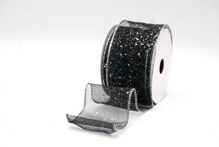 Schwarz - Silber Sternen-Glitzer Funkel Drahtband_KF9060G-53S