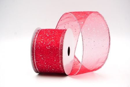 Rot - Silber Sternen-Glitzer Funkel Drahtband_KF9060G-7S