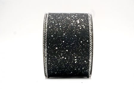 Black/Silver_Glittery Solid Color Wired Ribbon_KF9061G-53S