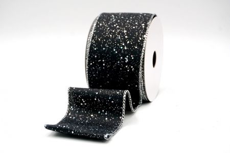 Black/Silver_Glittery Solid Color Wired Ribbon_KF9061G-53S