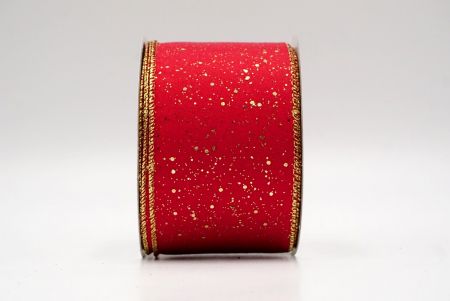 Red/Gold_Glittery Solid Color Wired Ribbon_KF9061G-7G