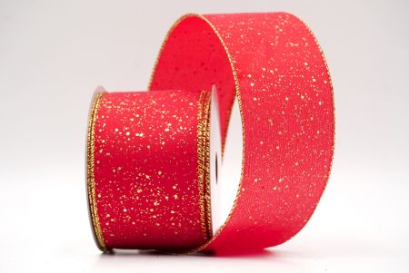 Red/Gold_Glittery Solid Color Wired Ribbon_KF9061G-7G