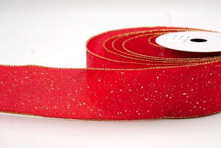 Red/Gold_Glittery Solid Color Wired Ribbon_KF9061G-7G