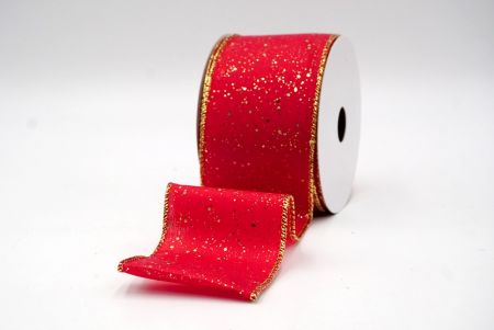 Red/Gold_Glittery Solid Color Wired Ribbon_KF9061G-7G