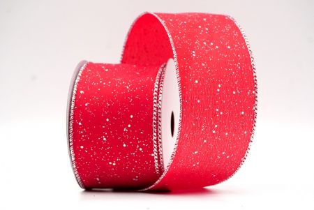 Red/Silver_Glittery Solid Color Wired Ribbon_KF9061G-7S