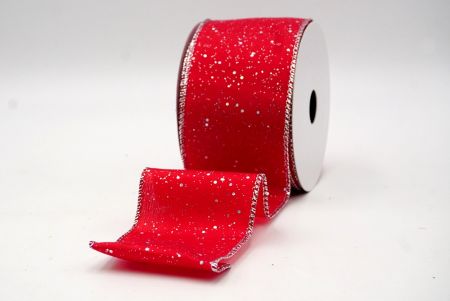 Red/Silver_Glittery Solid Color Wired Ribbon_KF9061G-7S