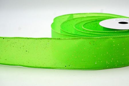 Bright Green_Glittery Solid Color Wired Ribbon_KF9061GC-15G-190