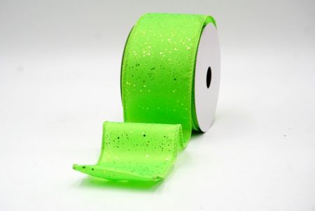 Bright Green_Glittery Solid Color Wired Ribbon_KF9061GC-15G-190