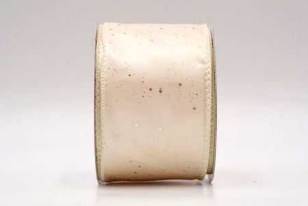 Cream_Glittery Solid Color Wired Ribbon_KF9061GC-2-2