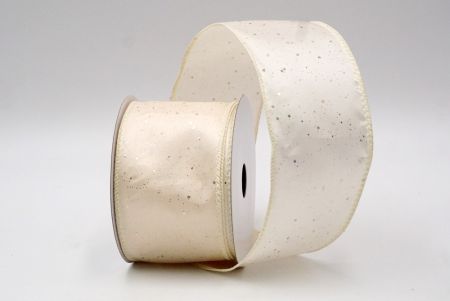 Cream_Glittery Solid Color Wired Ribbon_KF9061GC-2-2