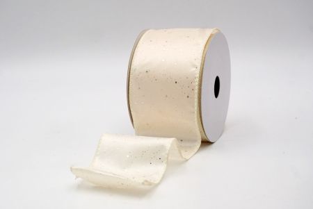 Cream_Glittery Solid Color Wired Ribbon_KF9061GC-2-2