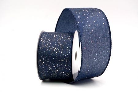 Navy Blue_Glittery Solid Color Wired Ribbon_KF9061GC-4-4