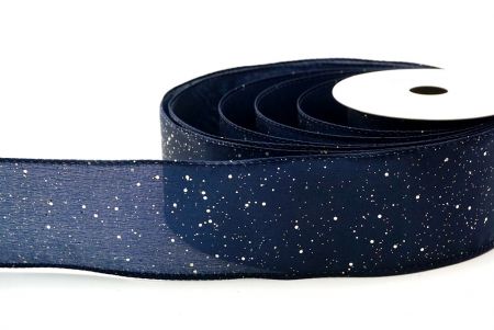 Navy Blue_Glittery Solid Color Wired Ribbon_KF9061GC-4-4