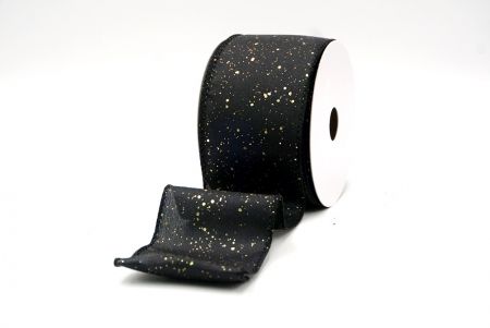 Black/Gold_Glittery Solid Color Wired Ribbon_KF9061GC-53G-53