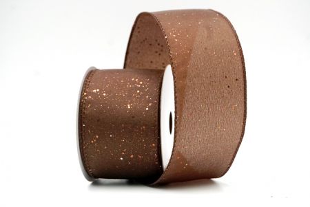 Brown_Glittery Solid Color Wired Ribbon_KF9061GC-58-58