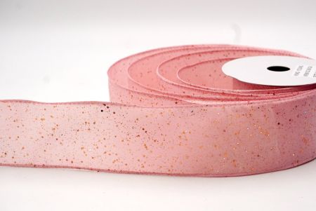 Smoke Pink_Glittery Solid Color Wired Ribbon_KF9061GC-5M-224