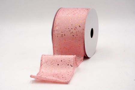 Smoke Pink_Glittery Solid Color Wired Ribbon_KF9061GC-5M-224