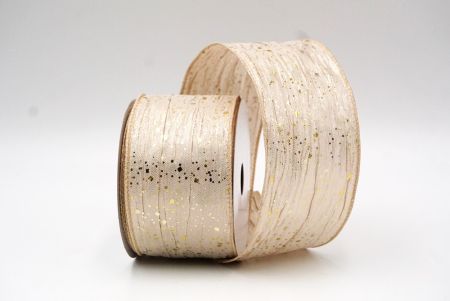 Cream White Crinkle Metallic Glitter Wired Ribbon_KF9063GC-2-56