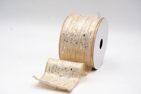 Cream White Crinkle Metallic Glitter Wired Ribbon_KF9063GC-2-56