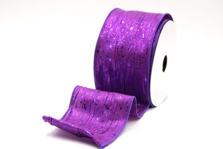 Purple Crinkle Metallic Glitter Wired Ribbon_KF9063GC-34-34