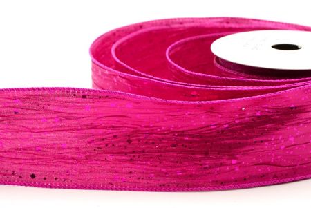 Hot Pink Crinkle Metallic Glitter Wired Ribbon_KF9063GC-40-40